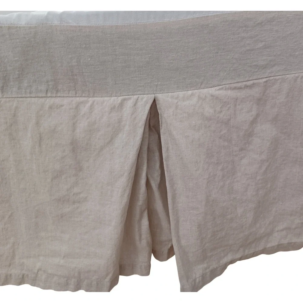 Pottery Barn Linen Bed Skirt Cal King Natural Tan 17